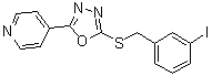 structure of CAS# 478482-75-6, 4-[5-[[(3-Iodophenyl)methyl]thio]-1,3,4-oxadiazol-2-yl]pyridine