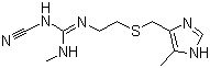 结构式 CAS# 51481-61-9, 西米替汀; N'-甲基-N''-[2[[(5-甲基-1H-咪唑-4-基)甲基]硫代]乙基]-N-氰基呱