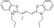 structure of CAS# 53336-12-2, 3,3'-Dipropylthiacarbocyanine iodide