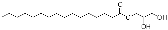 structure of CAS# 542-44-9, Glycerol 1-monopalmitate;Glycerol 3-palmitate; Glyceryl palmitate; Hexadecanoic acid alpha-monoglyceride; NSC 404240; Palmitic acid alpha-monoglyceride; alpha-Monopalmitin