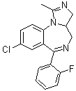 structure of CAS# 59467-69-5, 8-Chloro-6-(2-fluorophenyl)-3a,4-dihydro-1-methyl-3H-imidazo[1,5-a][1,4]benzodiazepine