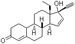 结构式 CAS# 60282-87-3, 孕二烯酮; 17alpha-乙炔-13-乙基-17beta-羟基-4,15-雌烯-3-酮