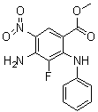 structure of CAS# 606093-58-7, 4-Amino-3-fluoro-5-nitro-2-phenylaminobenzoic acid methyl ester;Methyl 4-amino-3-fluoro-5-nitro-2-(phenylamino)benzoate