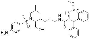 structure of CAS# 612547-11-2, PL 100;N-[(1S)-1-[[[(5S)-5-[[(4-Aminophenyl)sulfonyl](2-methylpropyl)amino]-6-hydroxyhexyl]amino]carbonyl]-2,2-diphenylethyl]carbamic acid methyl ester