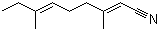structure of CAS# 61792-11-8, 3,7-Dimethyl-2,6-nonadienenitrile