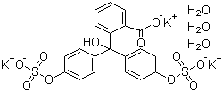 structure of CAS# 62625-16-5, Phenolphthalein disulfate tripotassium salt trihydrate;Tripotassium 2-[hydroxybis[4-(sulphonatooxy)phenyl]methyl]benzoate trihydrate
