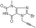 structure of CAS# 666816-98-4, 8-Bromo-7-(2-butynyl)-3,7-dihydro-3-methyl-1H-purine-2,6-dione;3-Methyl-7-(2-butyn-1-yl)-8-bromoxanthine