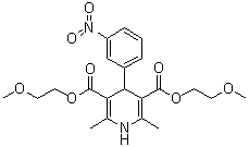 1,4-Dihydro-2,6-dimethyl-4-(3-nitrophenyl)-3,5-pyridinedicarboxylic acid bis(2-methoxyethyl) ester molecular structure (CAS 70172-96-2)