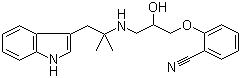 structure of CAS# 71119-11-4, Bucindolol;2-[2-Hydroxy-3-[[2-(1H-indol-3-yl)-1,1-dimethylethyl]amino]propoxy]benzonitrile