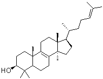 结构式 CAS# 79-63-0, (3beta)-羊毛甾-8,24-二烯-3-醇; 羊毛甾醇