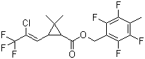 structure of CAS# 79538-32-2, Tefluthrin;2,3,5,6-Tetrafluoro-4-methylbenzyl(Z)-(1RS,3RS)-3-(2-chloro- 3,3,3-trifluoro-1-propenyl-2,2-dimethylcyclopropanecarboxylate