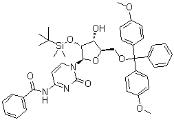 N-Benzoyl-5'-O-[bis(4-methoxyphenyl)phenylmethyl]-2'-O-[(1,1-dimethylethyl)dimethylsilyl]cytidine molecular structure (CAS 81256-87-3)