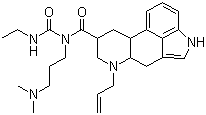 结构式 CAS# 81409-90-7, 卡麦角林; 6-烯丙基-N-[3-(二甲基氨基)丙基]-N-(乙基氨基甲酰基)麦角林-8-甲酰胺
