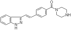 [4-[(1E)-2-(1H-Indazol-3-yl)ethenyl]phenyl]-1-piperazinylmethanone molecular structure (CAS 841258-76-2)