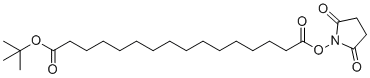structure of CAS# 843666-28-4, Succinimidyl tert-butyl hexadecandioate;1-O-tert-butyl 16-O-(2,5-dioxopyrrolidin-1-yl) hexadecanedioate