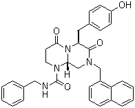 结构式 CAS# 847591-62-2, (6S,9aS)-六氢-6-[(4-羟基苯基)甲基]-8-(1-萘基甲基)-4,7-二氧代-N-(苯甲基)-2H-吡嗪并[1,2-a]嘧啶-1(6H)-甲酰胺