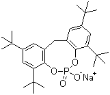 structure of CAS# 85209-91-2, Sodium 2,2'-methylene-bis-(4,6-di-tert-butylphenyl)phosphate;2,4,8,10-Tetrakis(1,1-dimethylethyl)-6-hydroxy-12H-dibenzo[d,g][1,3,2]dioxaphosphocin 6-oxide sodium salt
