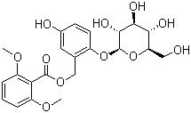 structure of CAS# 85643-19-2, Curculigoside;[5-Hydroxy-2-[(2S,3R,4S,5S,6R)-3,4,5-trihydroxy-6-(hydroxymethyl)oxan-2-yl]oxyphenyl]methyl-2,6-dimethoxybenzoate
