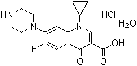 structure of CAS# 86393-32-0, Ciprofloxacin hydrochloride hydrate;1-Cyclopropyl-6-fluoro-1,4-dihydro-4-oxo-7-(1-piperazinyl)-3-quinolinecarboxylic acid hydrochloride hydrate