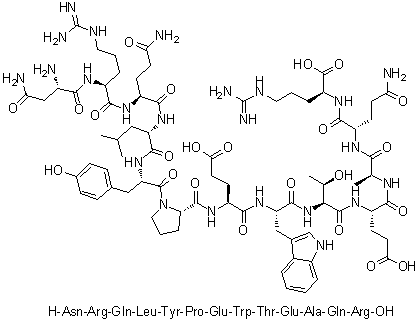 L-Asparaginyl-L-arginyl-L-glutaminyl-L-leucyl-L-tyrosyl-L-prolyl-L-alpha-glutamyl-L-tryptophyl-L-threonyl-L-alpha-glutamyl-L-alanyl-L-glutaminyl-L-arginine molecular structure (CAS 871344-85-3)