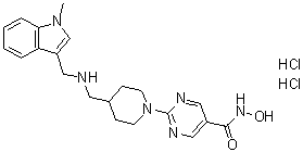 N-Hydroxy-2-[4-[[[(1-methyl-1H-indol-3-yl)methyl]amino]methyl]-1-piperidinyl]-5-pyrimidinecarboxamide dihydrochloride molecular structure (CAS 875320-31-3)