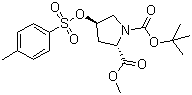 结构式 CAS# 88043-21-4, N-Boc-反式-4-对甲苯磺酰氧基-L-脯氨酸甲酯; N-叔丁氧羰基-反式-4-对甲苯磺酰氧基-L-脯氨酸甲酯