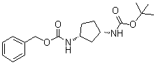 structure of CAS# 881891-89-0, rel-[(1R,3S)-3-[[(1,1-Dimethylethoxy)carbonyl]amino]cyclopentyl]carbamic acid phenylmethyl ester
