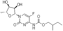 structure of CAS# 910129-15-6, 5'-Deoxy-5-fluoro-N-[(2-methylbutoxy)carbonyl]cytidine