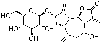 (3aR,4R,6aR,8S,9aR,9bR)-8-(beta-D-Glucopyranosyloxy)decahydro-4-hydroxy-3,6,9-tris(methylene)azuleno[4,5-b]furan-2(3H)-one molecular structure (CAS 93395-30-3)