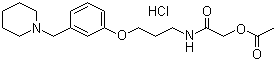 structure of CAS# 93793-83-0, Roxatidine acetate hydrochloride;2-Acetoxy-N-[3-[3-(1-piperidinomethylphenoxy]propyl]acetamide hydrochloride