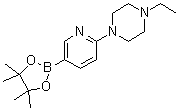 structure of CAS# 940285-00-7, 2-(4-Ethyl-piperazin-1-yl)pyridine-5-boronic acid pinacol ester;1-Ethyl-4-[5-(4,4,5,5-tetramethyl-1,3,2-dioxaborolan-2-yl)-2-pyridinyl]piperazine