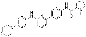 结构式 CAS# 945755-56-6, (2S)-N-[4-[2-[[4-(4-吗啉基)苯基]氨基]-4-嘧啶基]苯基]-2-吡咯烷甲酰胺