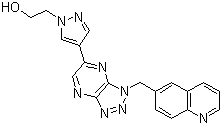 结构式 CAS# 956905-27-4, PF 04217903; 2-[4-[1-(喹啉-6-甲基)-1H-[1,2,3]三唑并[4,5-b]吡嗪-6-基]-1H-吡唑-1-基]乙醇