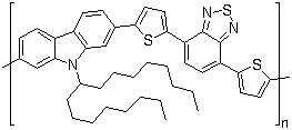 结构式 CAS# 958261-50-2, PCDTBT; 聚[[9-(1-辛基壬基)-9H-咔唑-2,7-二基]-2,5-噻吩二基-2,1,3-苯并噻二唑-4,7-二基-2,5-噻吩二基]