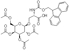 structure of CAS# 96383-44-7, N-[(9H-Fluoren-9-ylmethoxy)carbonyl]-O-(2,3,4,6-tetra-O-acetyl-beta-D-galactopyranosyl)-L-serine